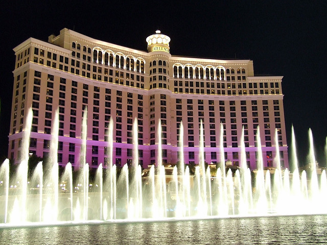 See The Bellagio Fountains Outside The Bellagio Hotel And Casino